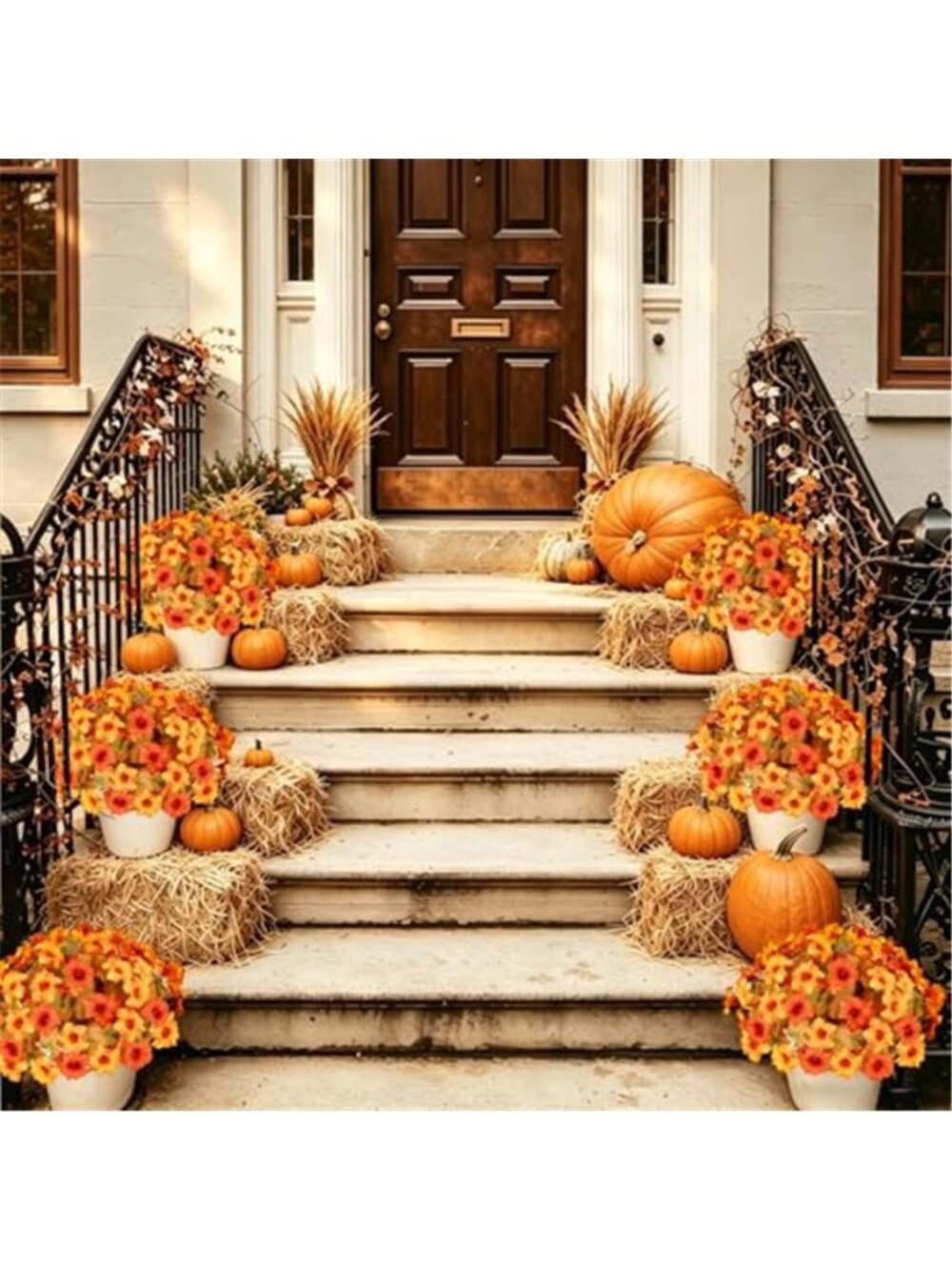 6 Artificial Fall Flowers for Outdoors, Faux Petunias Autumn Decoration, Fake - Picture 6 of 7